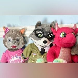 Build a bear Great Wolf Lodge collection lot of 4 raccoon/squirrel/dragon plush